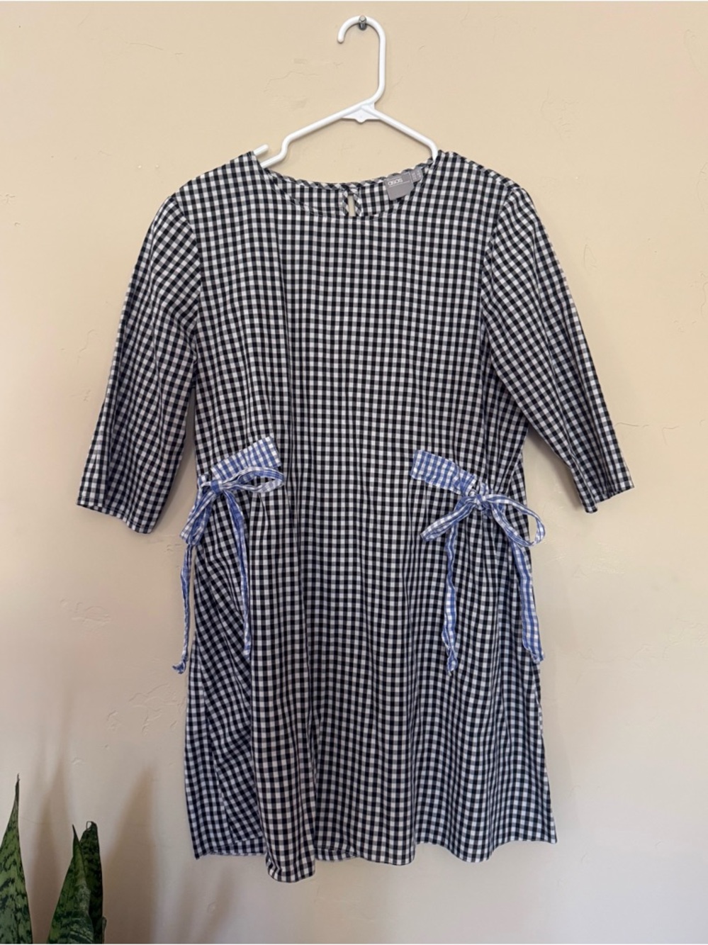 ASOS Cotton Gingham Tie-Waist Dress – Size 8